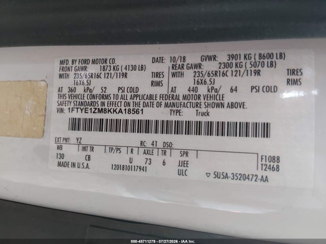 Ford Transit-150 2019 1FTYE1ZM8KKA18561 Image 9