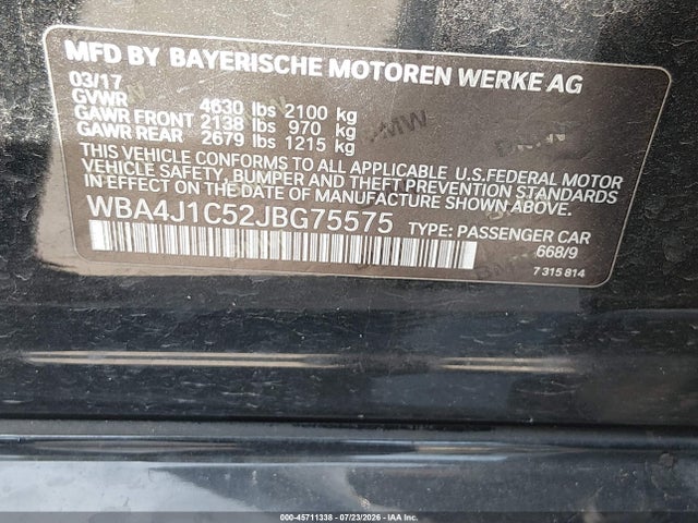 Продажа на аукционе авто 2018 Bmw 430i Gran Coupe, vin: WBA4J1C52JBG75575, номер лота: 45711338