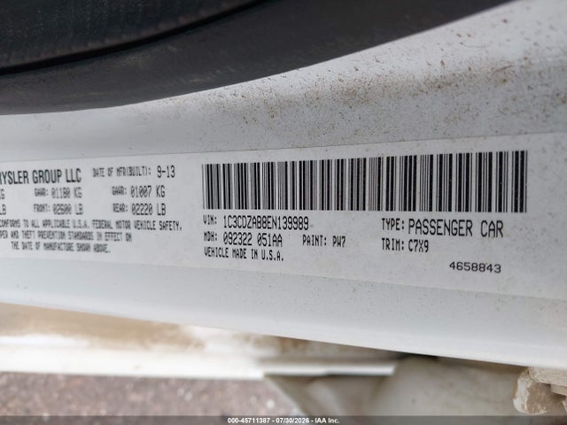 45711387 :رقم المزاد ، 1C3CDZAB8EN139989 vin ، 2014 Dodge Avenger Se مزاد بيع