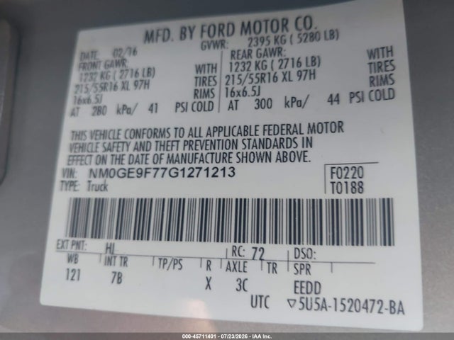 NM0GE9F77G1271213 Ford Transit Connect Xlt