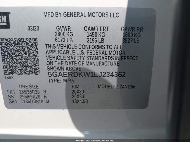 Продаж на аукціоні авто 2020 Buick Enclave Fwd Avenir, vin: 5GAERDKW1LJ234362, номер лоту: 45711411