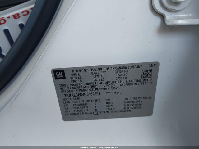 Chevrolet EQUINOX LT 2017 2GNALCEK4H6164904 Image 9