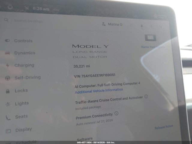 Продаж на аукціоні авто 2024 Tesla Model Y Long Range Dual Motor All-wheel Drive, vin: 7SAYGAEE1RF169051, номер лоту: 45711604