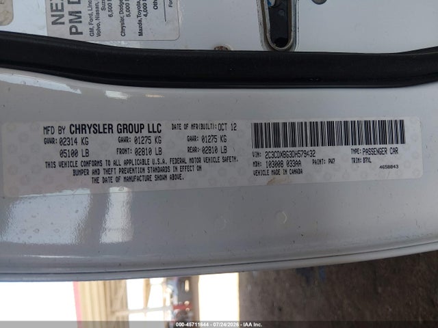 45711644 :رقم المزاد ، 2C3CDXBG3DH579432 vin ، 2013 Dodge Charger Se مزاد بيع
