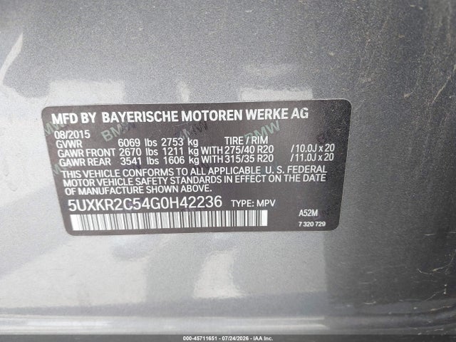 2016 Bmw X5 Sdrive35i მანქანა იყიდება აუქციონზე, vin: 5UXKR2C54G0H42236, აუქციონის ნომერი: 45711651