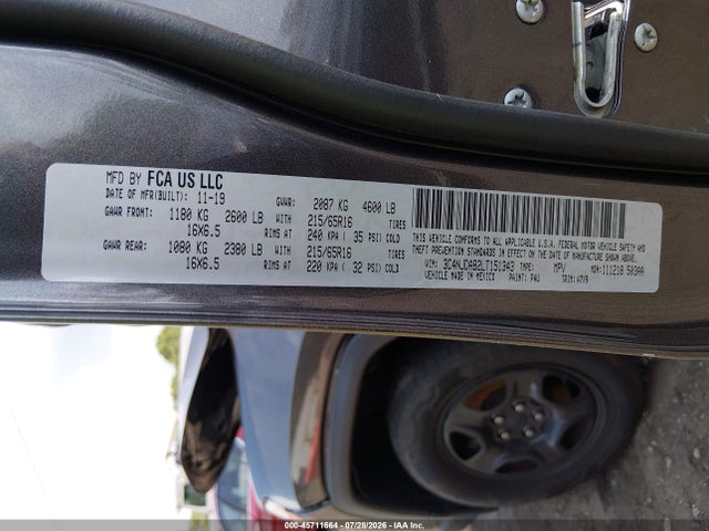 45711664 :رقم المزاد ، 3C4NJDAB2LT151343 vin ، 2020 Jeep Compass Sport 4x4 مزاد بيع