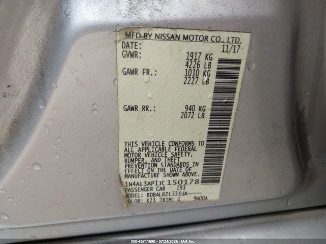 1N4AL3AP1JC150178 Nissan Altima 2.5 Sl