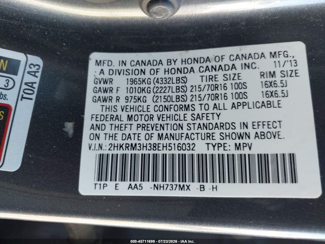 Honda CR-V LX 2014 2HKRM3H38EH516032 Image 9