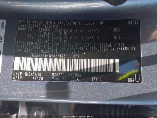 7MUAAAAG4NV027425 Toyota Corolla Cross