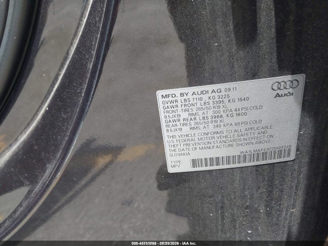 Продаж на аукціоні авто 2012 Audi Q7 3.0 Tdi Premium, vin: WA1LMAFE3CD003248, номер лоту: 45711782