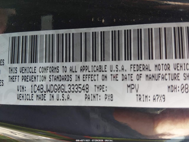 1C4BJWDG0GL333548 Jeep Wrangler Unlimited Willys Wheeler