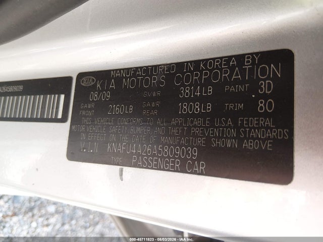Aukcja sprzedaży 2010 Kia Forte Ex, vin: KNAFU4A26A5809039, numer aukcji: 45711823
