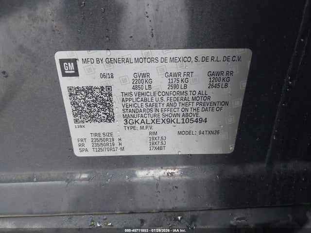 Aukcja sprzedaży 2019 Gmc Terrain Denali, vin: 3GKALXEX9KL105494, numer aukcji: 45711853