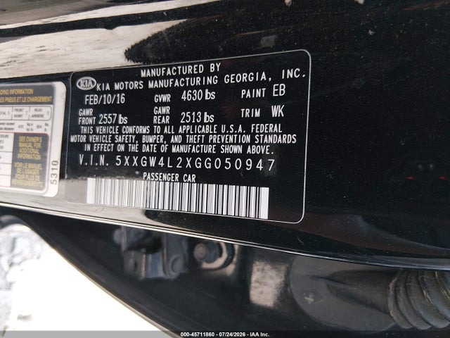 5XXGW4L2XGG050947 KIA Optima Sx Turbo