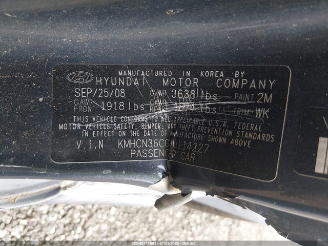 Aukcja sprzedaży 2009 Hyundai Accent Se, vin: KMHCN36C09U114227, numer aukcji: 45711861