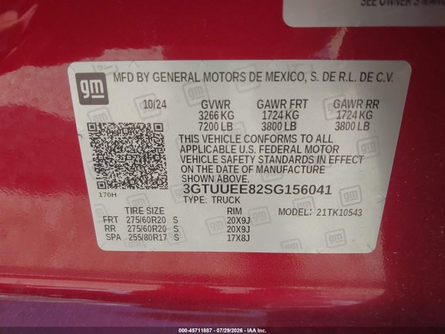 3GTUUEE82SG156041 GMC Sierra 1500 4wd Short Box At4