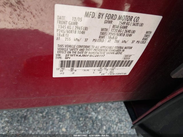 Ford EDGE SEL 2015 2FMTK4J80FBC28117 Image 9