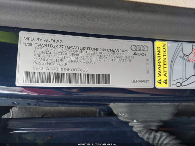 Aukcja sprzedaży 2009 Audi A4 2.0t Special Edition, vin: WAUAF48H09K007632, numer aukcji: 45712015