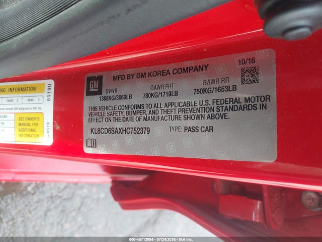KL8CD6SAXHC752379 Chevrolet Spark 1lt Cvt