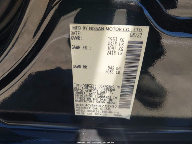 1N4BL4CV4NN420097 Nissan Altima Sr Fwd