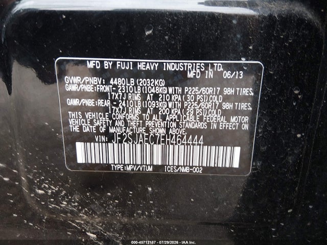 Aukcja sprzedaży 2014 Subaru Forester 2.5i Premium, vin: JF2SJAEC7EH464444, numer aukcji: 45712187