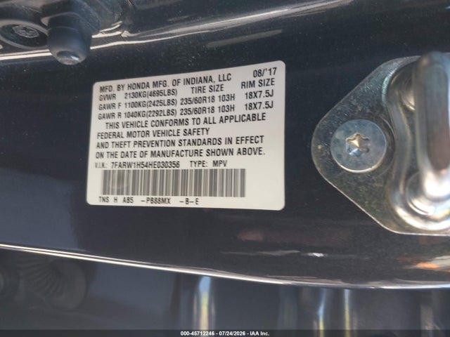 Honda CR-V EX 2017 7FARW1H54HE030356 Image 9