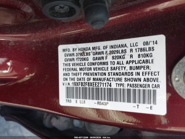 Honda CIVIC EX 2014 19XFB2F8XEE271174 Image 9