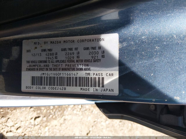 Продажа на аукционе авто 2015 Mazda Mazda6 I Touring, vin: JM1GJ1V60F1166147, номер лота: 45712297