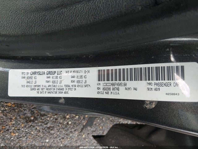 Aukcja sprzedaży 2015 Chrysler 200 Limited, vin: 1C3CCCAB6FN505160, numer aukcji: 45712306