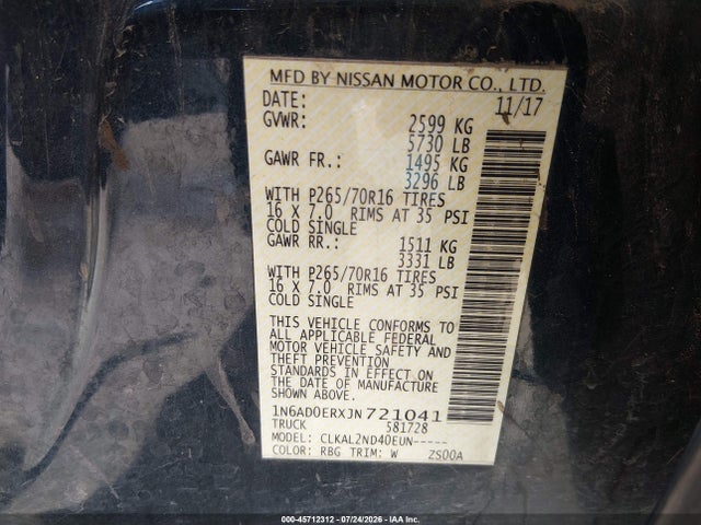 Nissan Frontier Sv 2018 1N6AD0ERXJN721041 Image 9