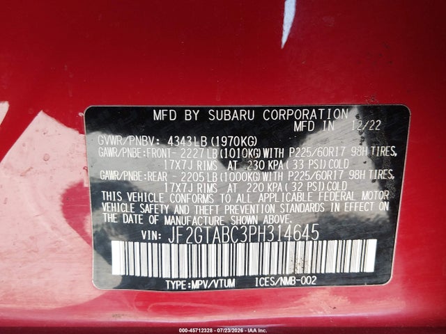 Subaru Crosstrek 2023 JF2GTABC3PH314645 Image 9