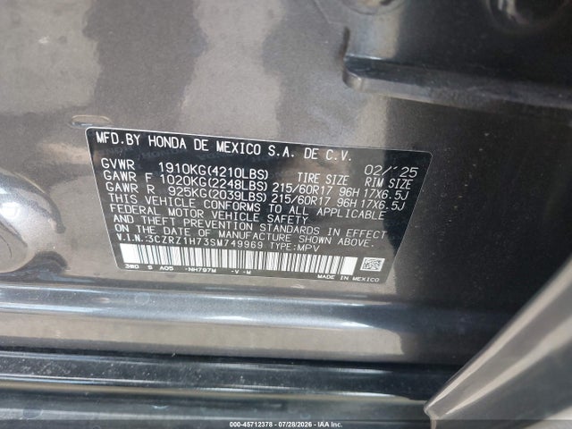 3CZRZ1H73SM749969 Honda Hr-v 2wd Ex-l