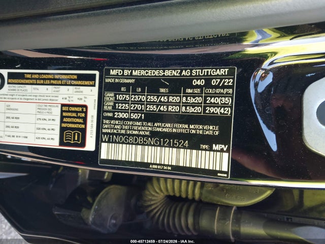 Продажа на аукционе авто 2022 Mercedes-benz Glc 300 Suv, vin: W1N0G8DB5NG121524, номер лота: 45712459