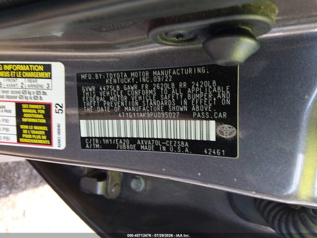 Продаж на аукціоні авто 2023 Toyota Camry Se, vin: 4T1G11AK9PU095027, номер лоту: 45712476