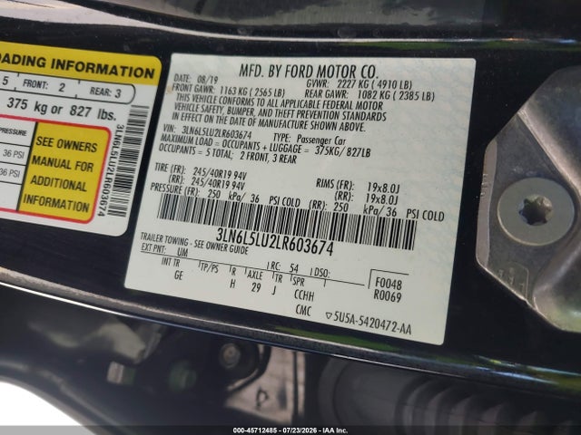 3LN6L5LU2LR603674 Lincoln Mkz Hybrid Reserve