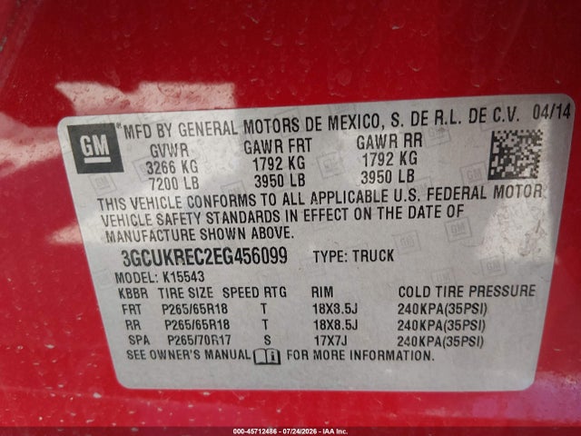 Chevrolet Silverado 1500 Lt 2014 3GCUKREC2EG456099 Image 9