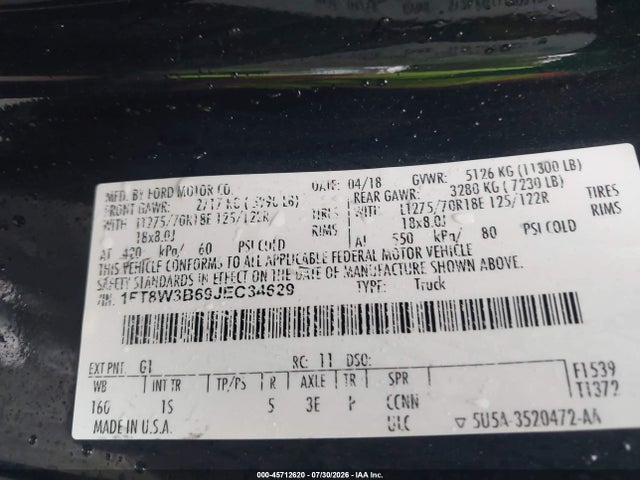 Ford F-350 Xl 2018 1FT8W3B69JEC34629 Image 8
