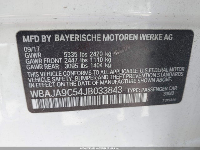 BMW 530e Iperformance 2018 WBAJA9C54JB033843 Image 9
