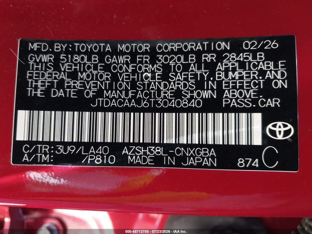 JTDACAAJ6T3040840 Toyota Crown Signia Limited