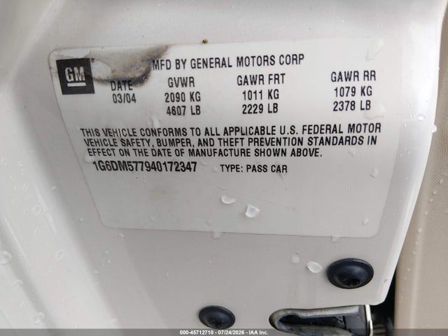 Auction sale of the 2004 Cadillac Cts, vin: 1G6DM577940172347, lot number: 45712710