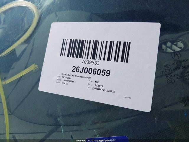 45712720 :رقم المزاد ، 5J8TB4H73HL035725 vin ، 2017 Acura Rdx Advance Package مزاد بيع