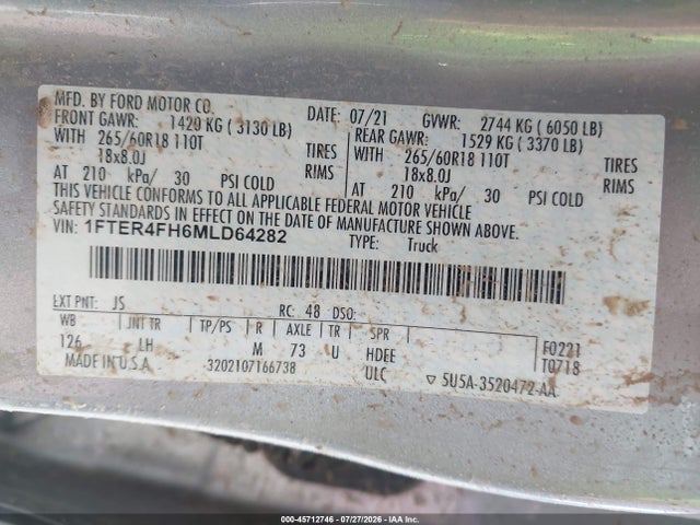 Ford Ranger Xlt 2021 1FTER4FH6MLD64282 Image 9