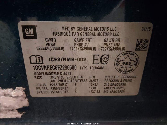 Продаж на аукціоні авто 2015 Chevrolet Silverado 1500 Ls/work Truck, vin: 1GCVKPEC6FZ296500, номер лоту: 45712757