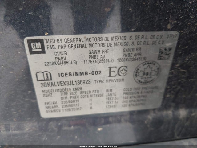 Продаж на аукціоні авто 2018 Gmc Terrain Slt, vin: 3GKALVEX3JL136923, номер лоту: 45712801