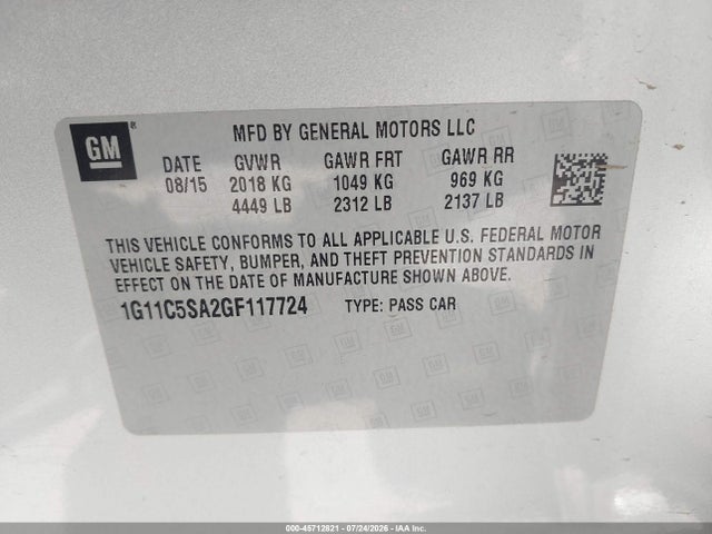 Chevrolet Malibu Limited Lt 2016 1G11C5SA2GF117724 Image 9