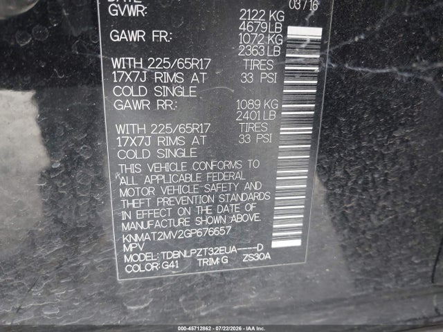 Nissan Rogue S/sl/sv 2016 KNMAT2MV2GP676657 Image 9