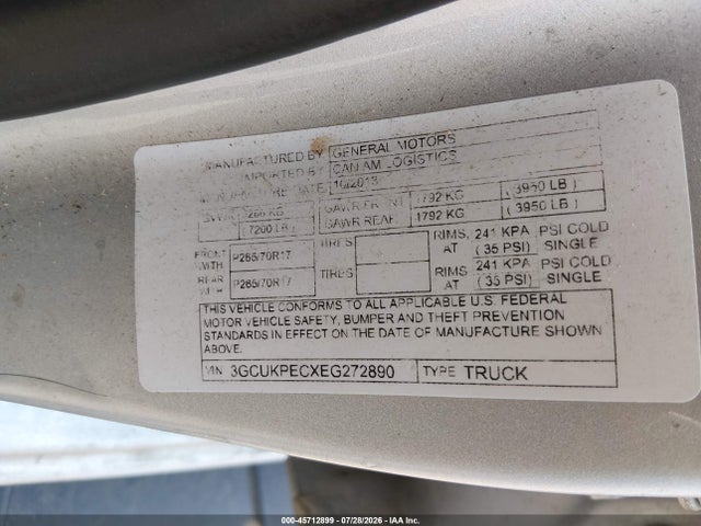 3GCUKPECXEG272890 Chevrolet Silverado 1500 Work Truck