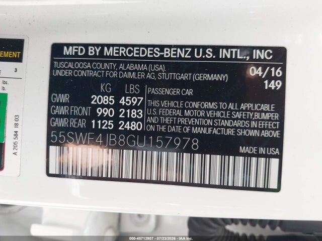 55SWF4JB8GU157978 Mercedes-Benz C 300