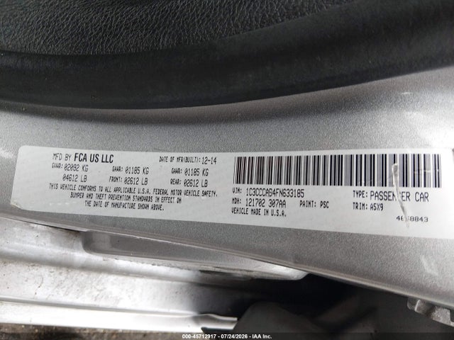 Aukcja sprzedaży 2015 Chrysler 200 Limited, vin: 1C3CCCAB4FN633185, numer aukcji: 45712917