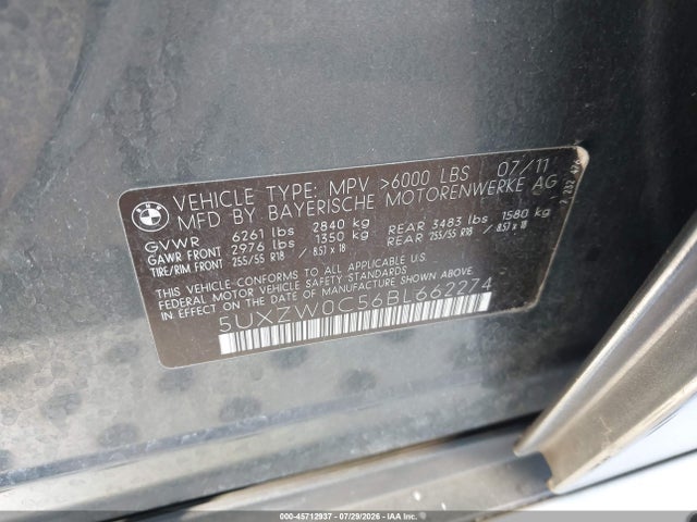 Продаж на аукціоні авто 2011 Bmw X5 Xdrive35d, vin: 5UXZW0C56BL662274, номер лоту: 45712937